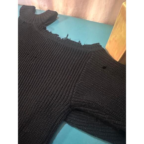 Distressed Black Off-Shoulder Sweater – Size M (By Daytrip) - Picture 7 of 10